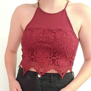 Burgundy Lace Top